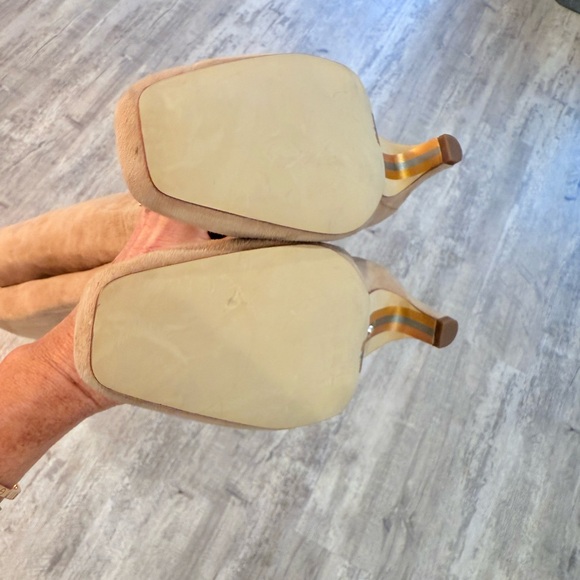 NEW Sam Edelman Suede Tan Heeled Knee High Boots - Picture 12 of 16